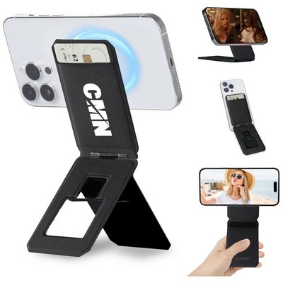 3" 1 Strong Magnetic Phone Holder, PU Leather Wallet, Lightweight & Adjustable Cell Phone Stand